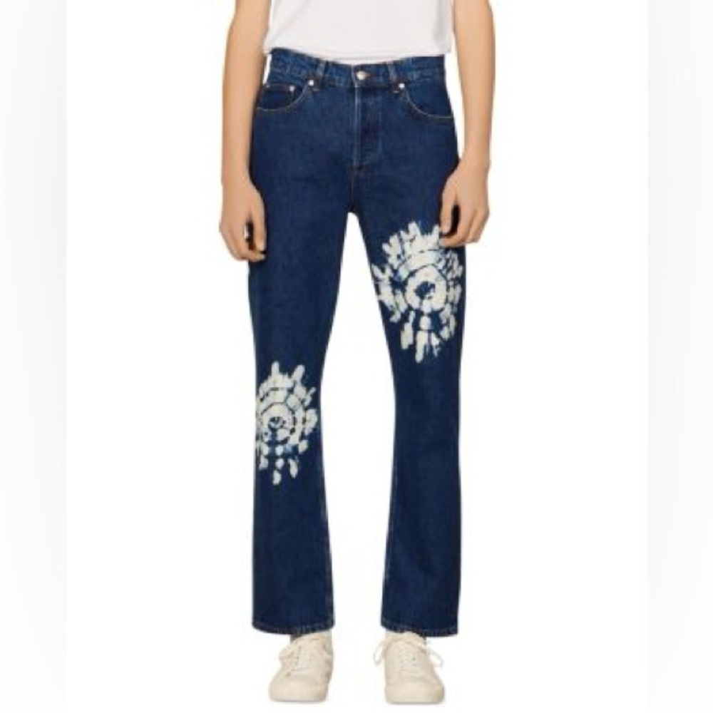 New - Sandro Blue Tie-Dye Jeans